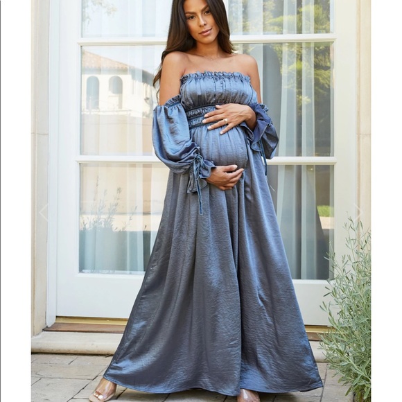 Blue satin maxi dress - Picture 1 of 4